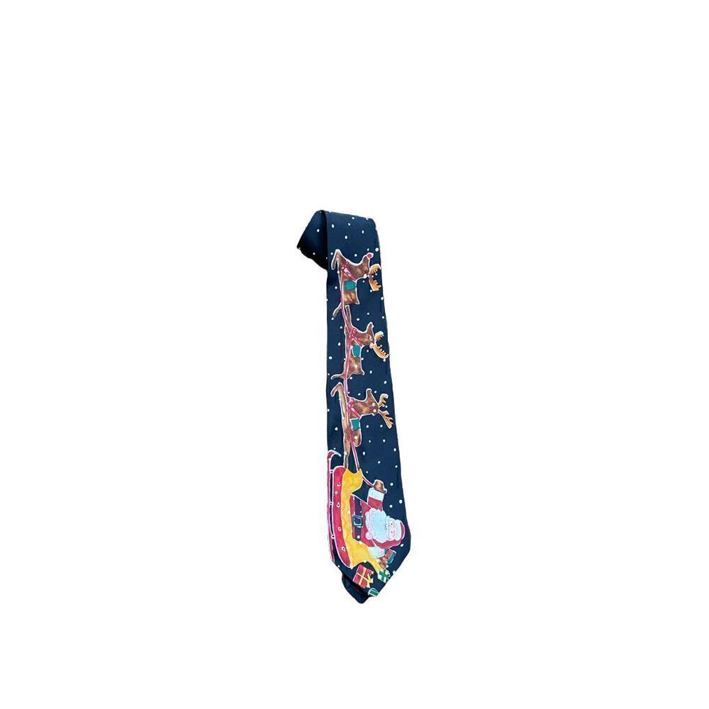 Save the children men’s blue Christmas 100% silk tie Santa Claus